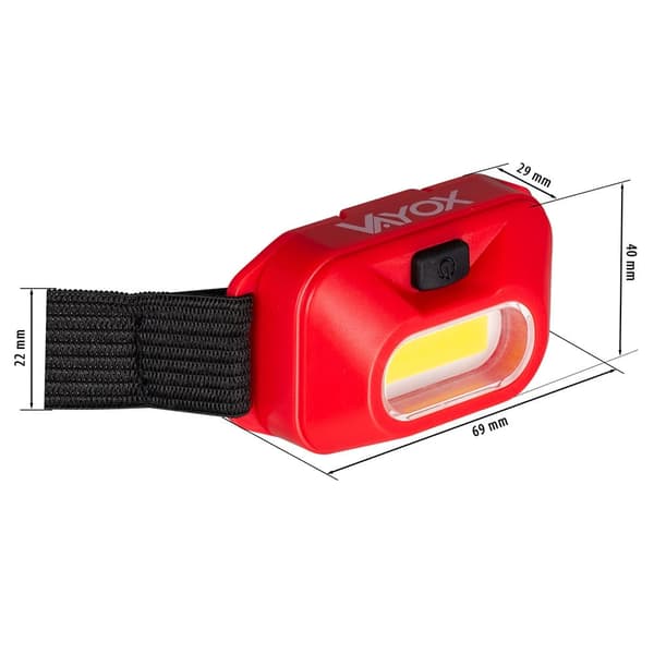Ajovalaisin punaisella akulla COB 150lm VA0118 Vayox