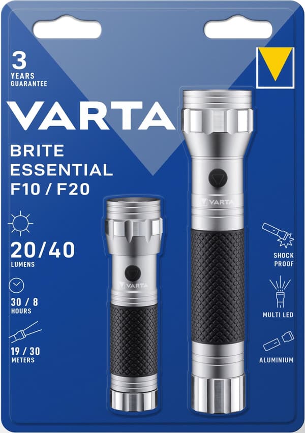 Varta Brite Essential F10 & F20  Twin Pack