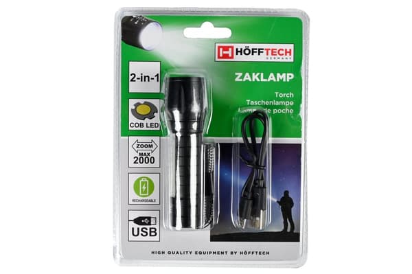 Uppladdningsbar Ficklampa med COB-LED 2IN1