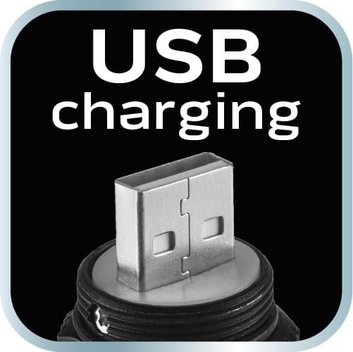 Ladattava USB-taskulamppu 300 lm 2 in 1 CREE XPE + COB LED