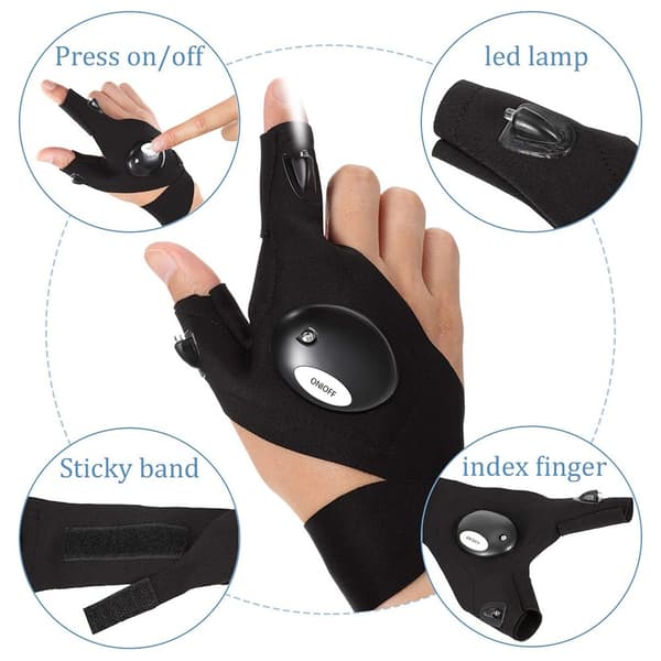 1 par Left + Right Night Fishing LED lommelygte Mitt Handske