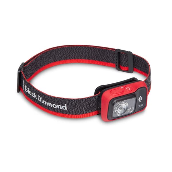 Black Diamond Cosmo 350 musta, punainen otsalamppu musta, Punainen