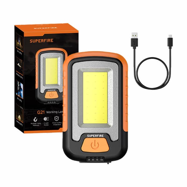 Verkstedlommelykt Superfire G21, 650lm, USB