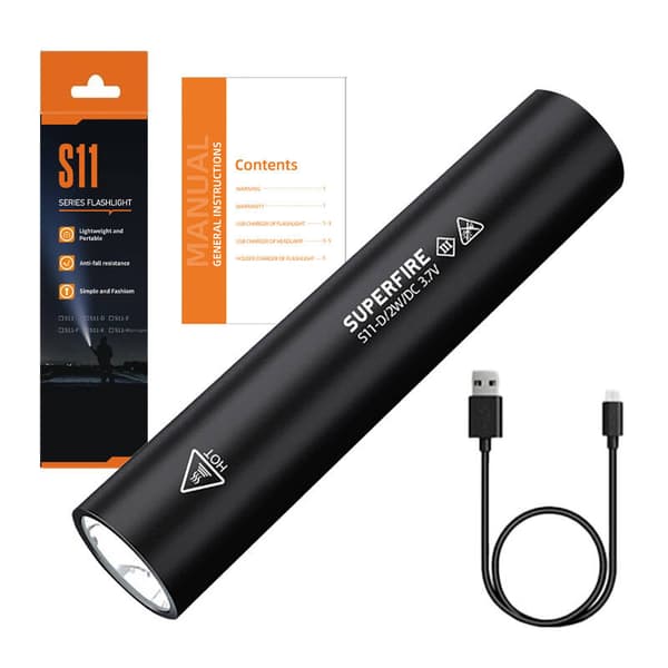 Lommelygte Superfire S11-D, 135lm, USB