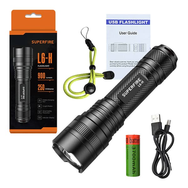 Taskulamppu Superfire L6-H, 750lm, USB-C