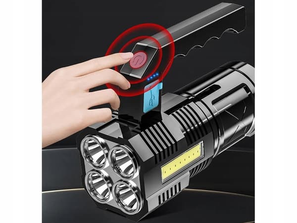 Kraftfull COB 2-i-1 LED-campingficklampa