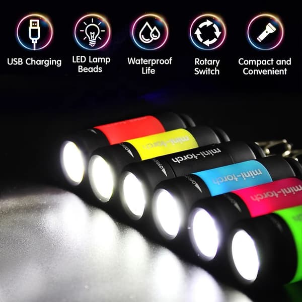 IPX4 Vandtæt Mini Genopladelig LED 25 Lumen lommelygte - Sort