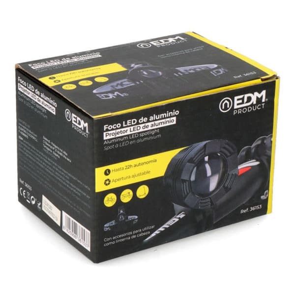 Cykellampa - EDM - Fram LED 180Lm - IP54 - 4 batterier ingår - Styrlager