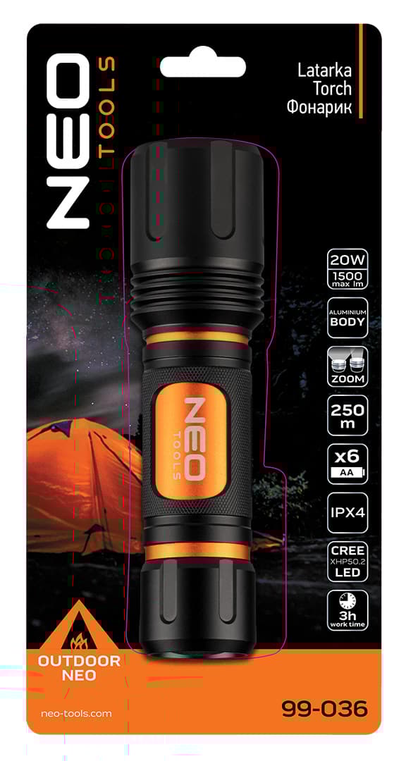 Paristokäyttöinen taskulamppu 6xAA 1500lm CREE XHP50.2 LED