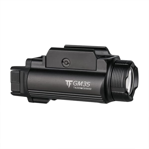 Trustfire GM35 taktisk lommelygte, 1350 lumen, USB genopladelig,sort, Li-polymer batteri