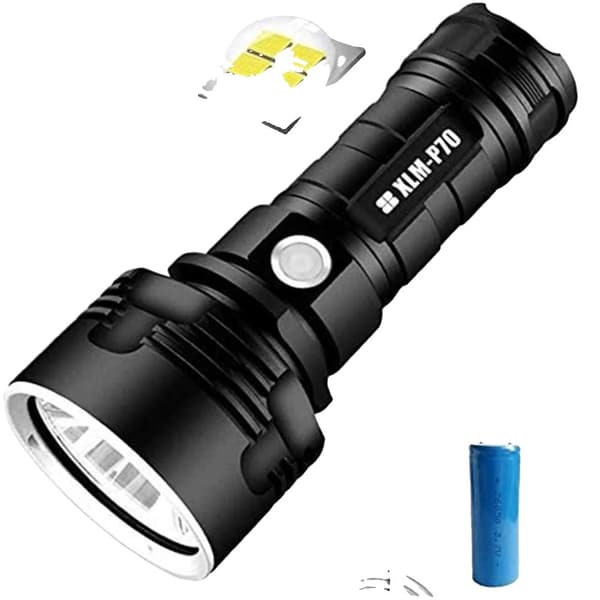 LED-vesitiivis taskulamppu, 100 000 lumenin kirkkaus, 800 m sädeetäisyys,musta