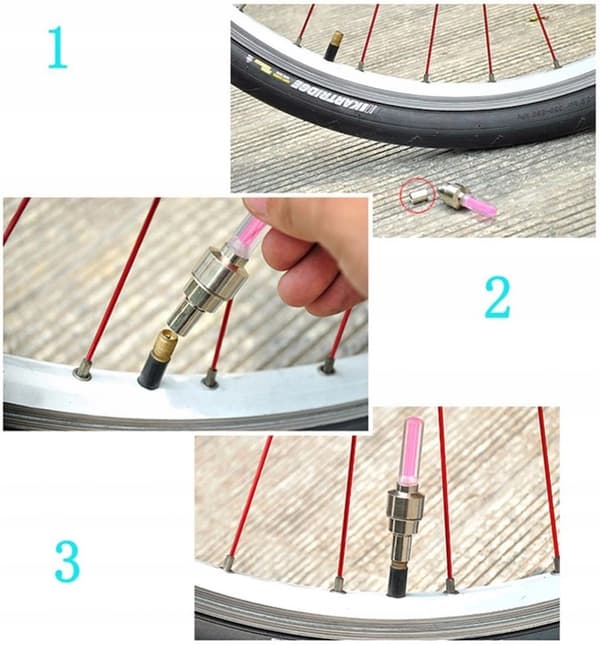 LED-ventiler, upplyst, VENTYLE, cykel, blå