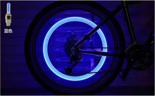 LED-ventiler, upplyst, VENTYLE, cykel, blå