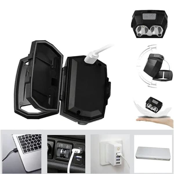 Pandelampe ZD112 1200 lm, bevægelsessensor, rød LED, USB