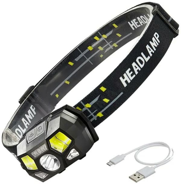 Pandelampe ZD112 1200 lm, bevægelsessensor, rød LED, USB
