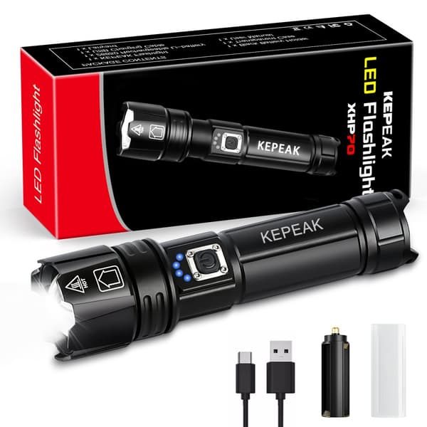Korkean Tehon LED-taskulamppu, Zoomattava, 5 Valotilaa, Vesitiivis