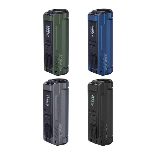 EDC-taskulamppu, 3600 lumenia, Type-C ladattava,LITIUM ION, Harmaa, Kylmä valkoinen