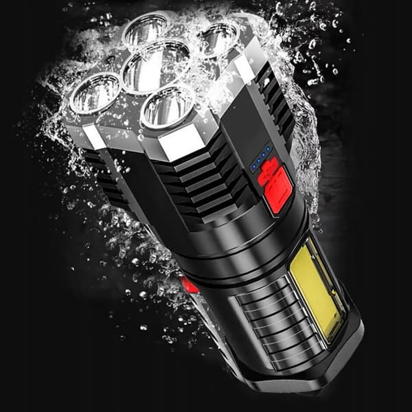 TEHOKAS TASKULAMPPU 6x LED AKULLA 1200mAh TAKTISET KÄDESSÄ PIdettävä HAKULAMPPU