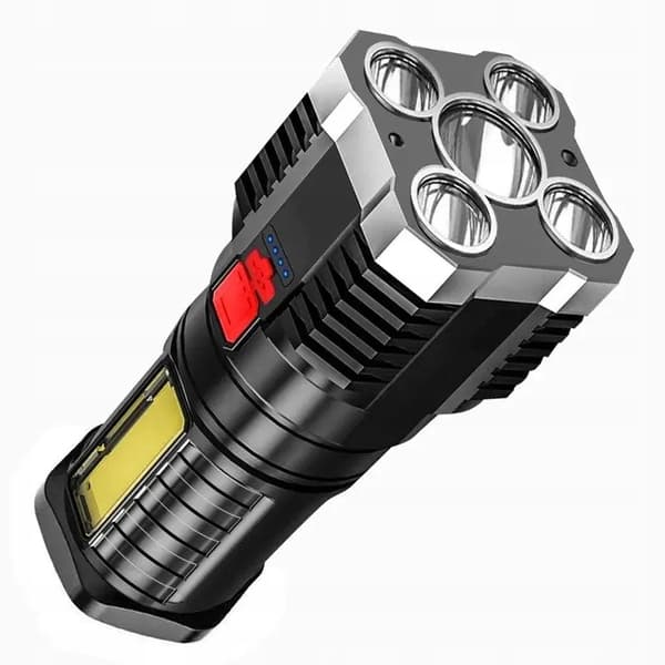 TEHOKAS TASKULAMPPU 6x LED AKULLA 1200mAh TAKTISET KÄDESSÄ PIdettävä HAKULAMPPU