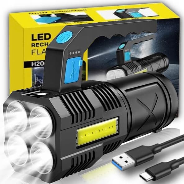 LED-taktinen taskulamppu, erittäin tehokas 4Ah, 500 m hakuakku, kalastuskäyttöön