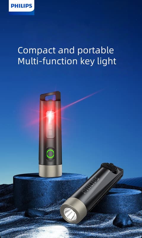 Philips LED Bright Mini Torch Outdoor kannettava riippuva avaimenperä violetti valo taskulamppu