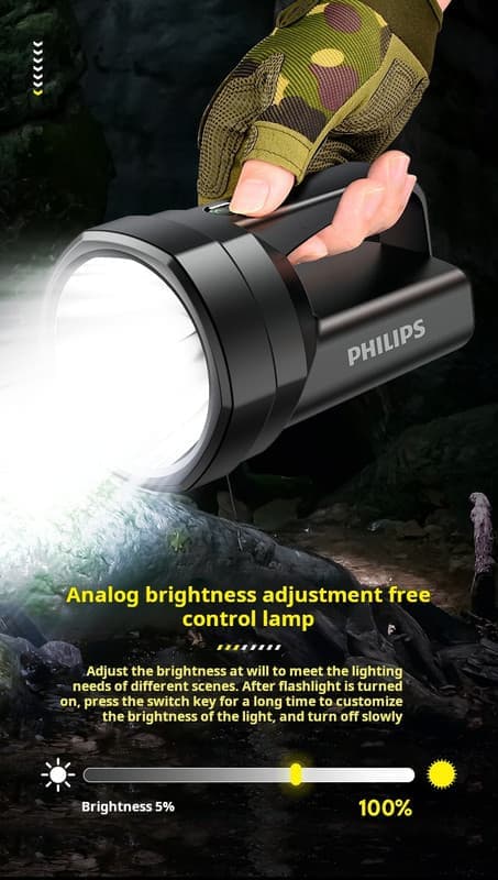Philips SFL3241 etsin valo kirkas taskulamppu erittäin kirkas käsikampi sähköntuotanto sivuvalo pitkä kuvaus ulkona kannettava lamppu