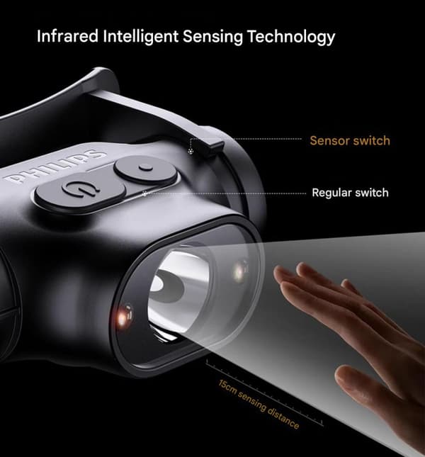 Philips Sensor Headlamp Kirkas valo Pääpanta Pitkäikäinen ladattava taskulamppu