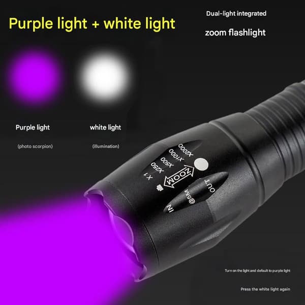 Kirkas taskulamppu ultravioletti