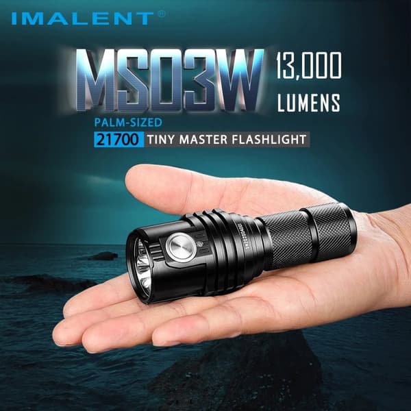 Lommelygte, 13000 Lumen, Vandtæt, Batteri,sort, Varm Hvid, LITHIUM ION