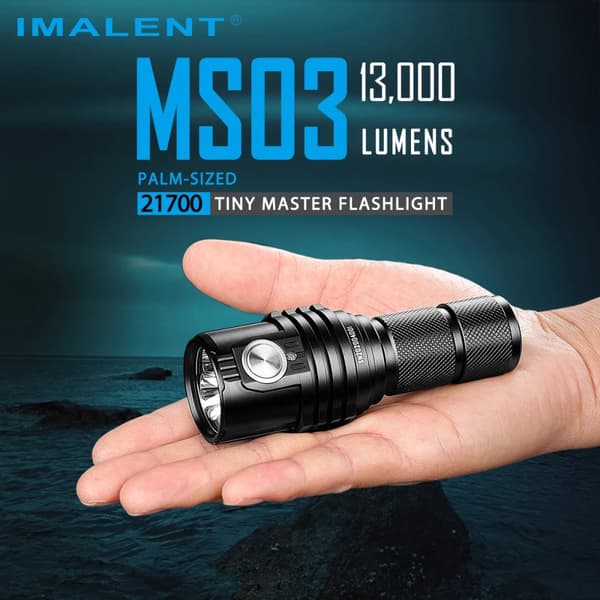 Lommelygte, 13000 Lumen, Vandtæt, Batteri,sort, Kold Hvid, LITHIUM ION