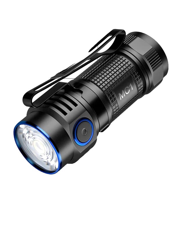 Genopladelig lommelygte, 1000 lumen, IPX8 vandtæt, magnetisk opladning,16340, med 16340 batteri