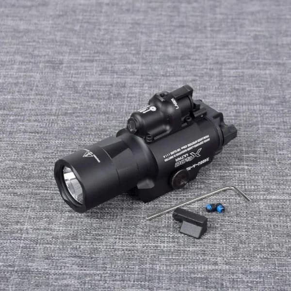 Taktisk Pistollys, 500 Lumen, 5 mW Laserpeger, Hurtig-afmonterings Skinneklips,sort