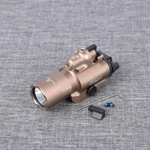 Taktisk Pistollys, 500 Lumen, 5 mW Laserpeger, Hurtig-afmonterings Skinneklips,Beige