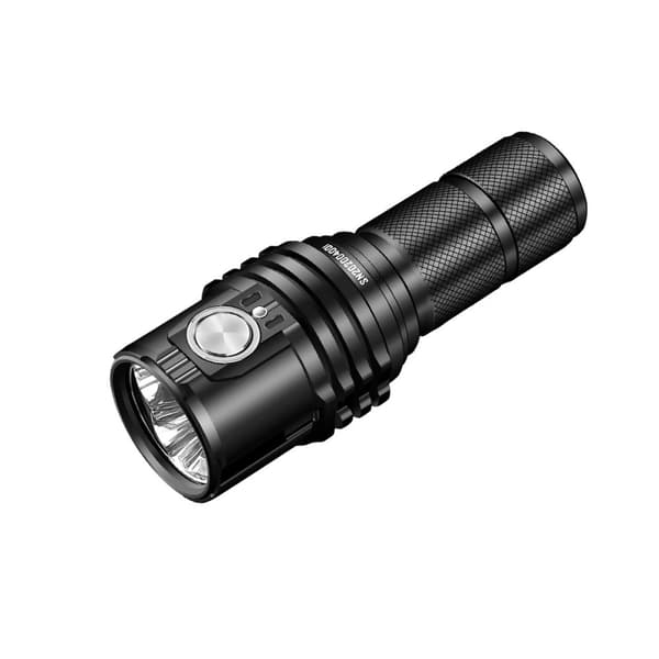 Kraftfull ficklampa, 13000 lumen, vattentät, uppladdningsbar,BATTERYLitiumjonbatteri, Varmvit, svart