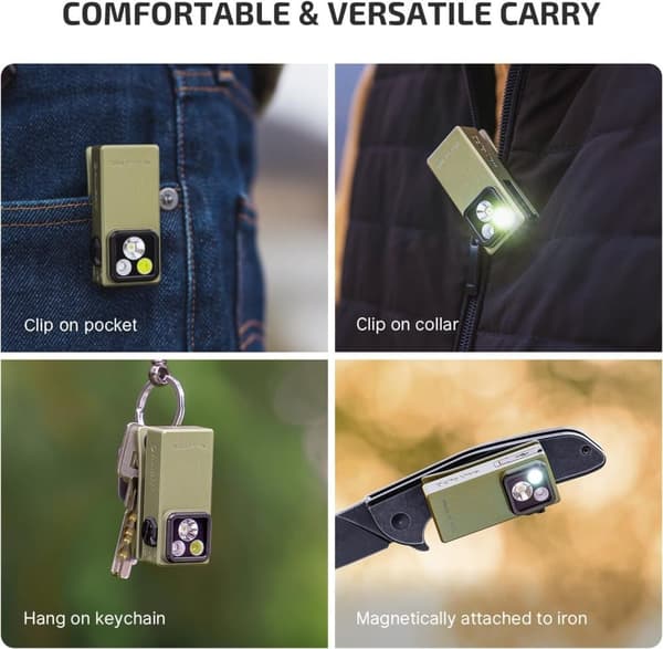 OBOSOE taskulamppu clamp lamppu 530 lumenilla, ladattava USB-C:n kautta, työvalo 3-in-1
