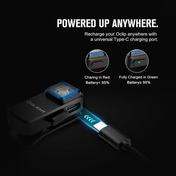 OBOSOE taskulamppu clamp lamppu 530 lumenilla, ladattava USB-C:n kautta, työvalo 3-in-1