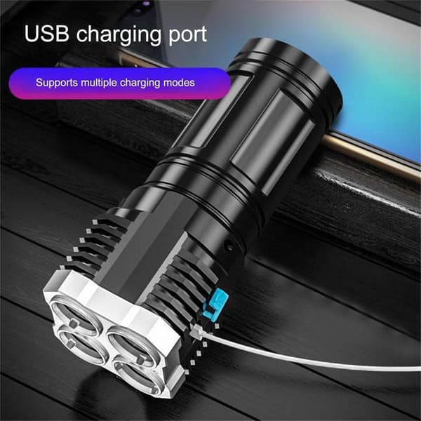OBOSOE Kraftfull LED-ficklampa – 4 lampor, USB-laddning, COB-sidobelysning