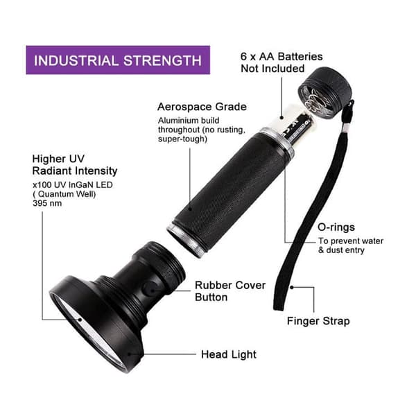 OBOSOE UV-taskulamppu 100 LEDillä - suuri
