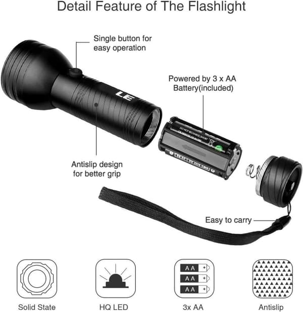 OBOSOE UV lommelygte med 100 LED'er - Large