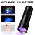 Miniatyrbillede 6 af 6: OBOSOE UV Lommelygte med 12 LED'er 395 nm Sort