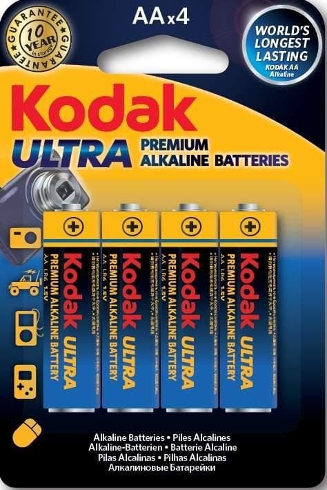 KODAK Ultra Premium AA-4 LR6 alkaliska batterier, blisterförpackning=4 st.