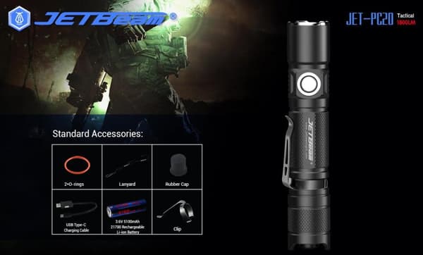 NITEYE av JETBeam - JET- PC20 1800Lumen typ-c laddning