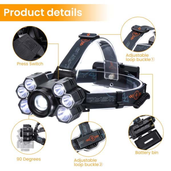 Vattentät Strålkastare Super Bright Head Torch LED USB Strålkastare Camping