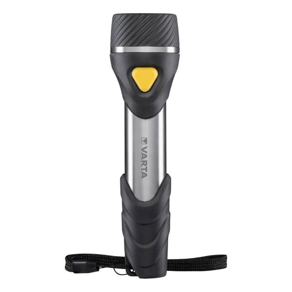 Varta 16632101421 Päivävalo LED taskulamppu + 2x AA paristot musta/hopea musta, Hopea, Keltainen