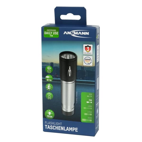 Ansmann taskulamppu 70b 70 lumenia musta, Hopea