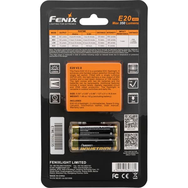 Fenix Led Taskulamppu E20r V2.0 Musta
