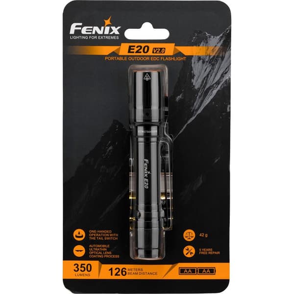 Fenix Led Taskulamppu E20r V2.0 Musta musta
