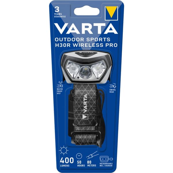 Ficklampa Varta SPORTS H30R PRO Svart
