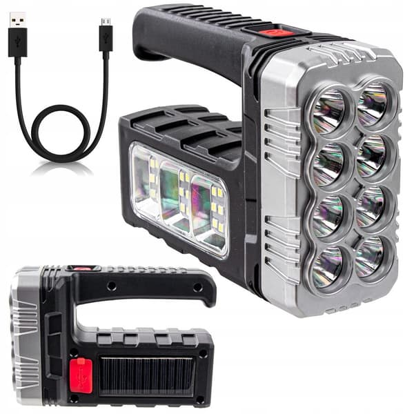 Solar LED Taskulamppu XL Valonheitin POWERBANK USB