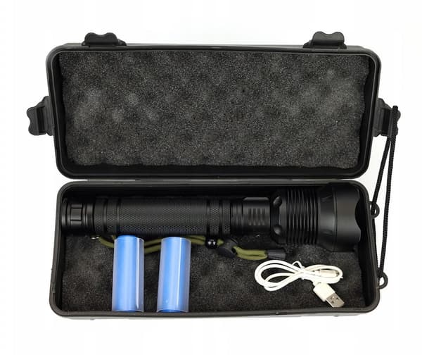 Taktinen taskulamppu ladattava tehokas LED XHP70 zoom USB-setti